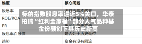 标的指数股息率逼近5%关口，华泰柏瑞“红利全家桶	”部分人气品种基金份额创下其历史新高-第2张图片