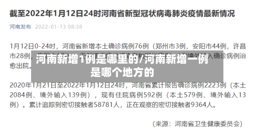 河南新增1例是哪里的/河南新增一例是哪个地方的-第2张图片