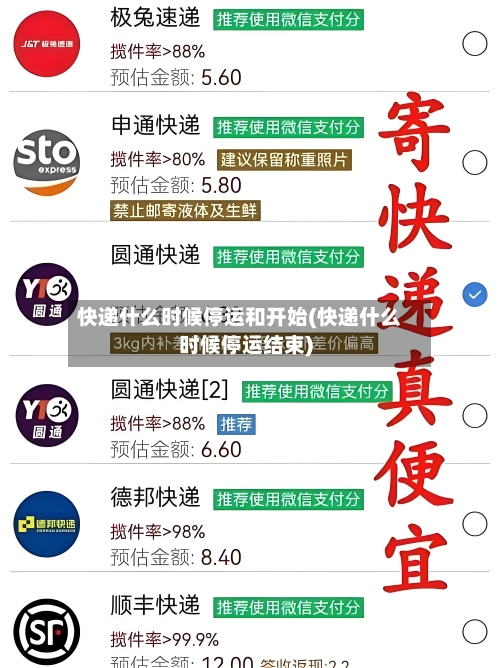 快递什么时候停运和开始(快递什么时候停运结束)