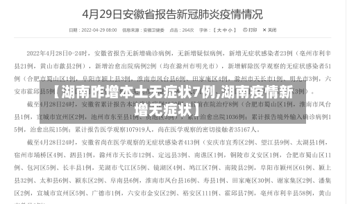 【湖南昨增本土无症状7例,湖南疫情新增无症状】