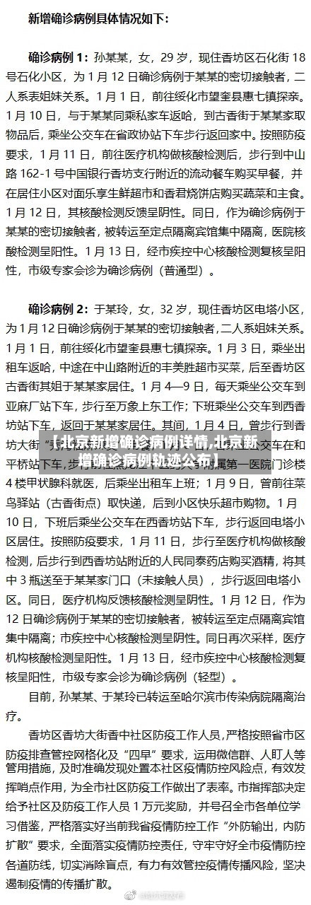 【北京新增确诊病例详情,北京新增确诊病例轨迹公布】